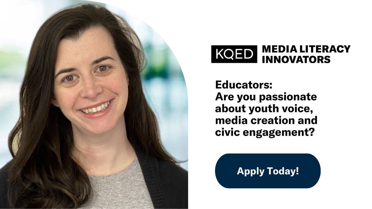 💭 Still thinking about the KQED Media Literacy Innovator app? Now's your chance - join an amazing community of secondary education leaders who empower students to share their unique voices beyond the classroom & more. Apply before April 15: bit.ly/MLInnovators20…