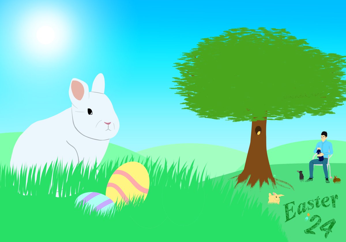 Bunny girls are cool, but chilling with rabbits is also cool. 

Happy Easter everyone! 🐰
#Easter
