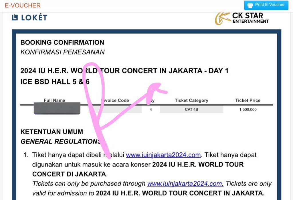 WTS Ticket IU H.E.R World Tour Concert In Jakarta

🟡Cat 4B (Day 1) : 1.600.000 (3 Tix)
🟡Cat 5B  (Day 1) : 1.200.000 (3 Tix)

✅Ada Group Chat
✅Trusted

#wtb #wts #zonajajan #zonauang #zonaba #IUHERWorldTour #IUHERWorldTour #IUTickets #IUHERJakarta #IUHERJKT