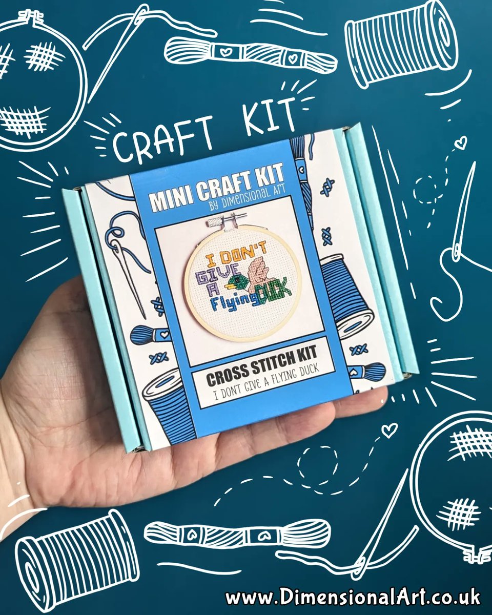We just launched our first Mini Craft Kits 🎉🙌🏻🙌🏻

Don't give a Flying Duck cross stitch kit is Available now!!

dimensionalart.co.uk

#craftkit #crossstitch #hobbie