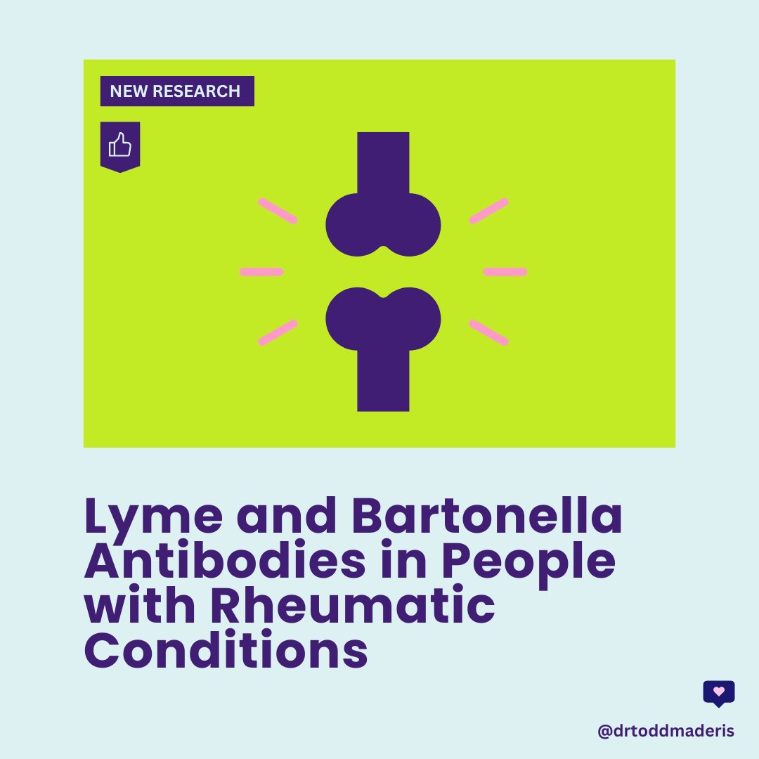 [NEW RESEARCH] Lyme and Bartonella Antibodies in People with Rheumatic Conditions The bacteria that cause #Lymedisease and #Bartonella can infect joints and contribute to autoimmune and rheumatic conditions. An observational study on 110 at a rheumatology clinic was performed to