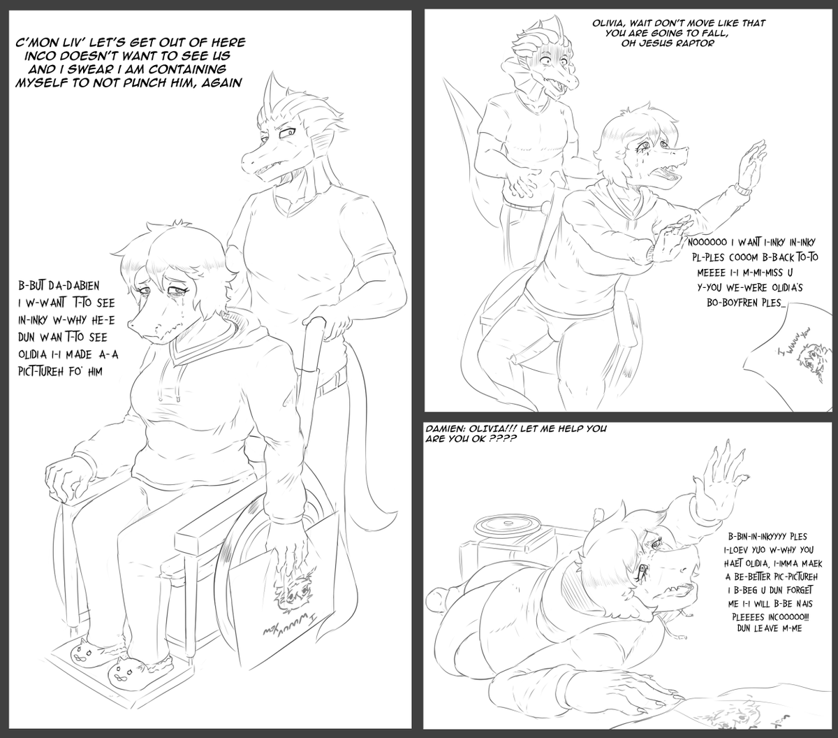 BadFidhell's tweet photo. well as i promised here is the continuation of the last comic strip now with a better format and better anatomy part and a more hurtful story [2/?] 
#IWaniHugthatGator #HugthatGator #scalie #furry https://t.co/xqPCvMTSLR