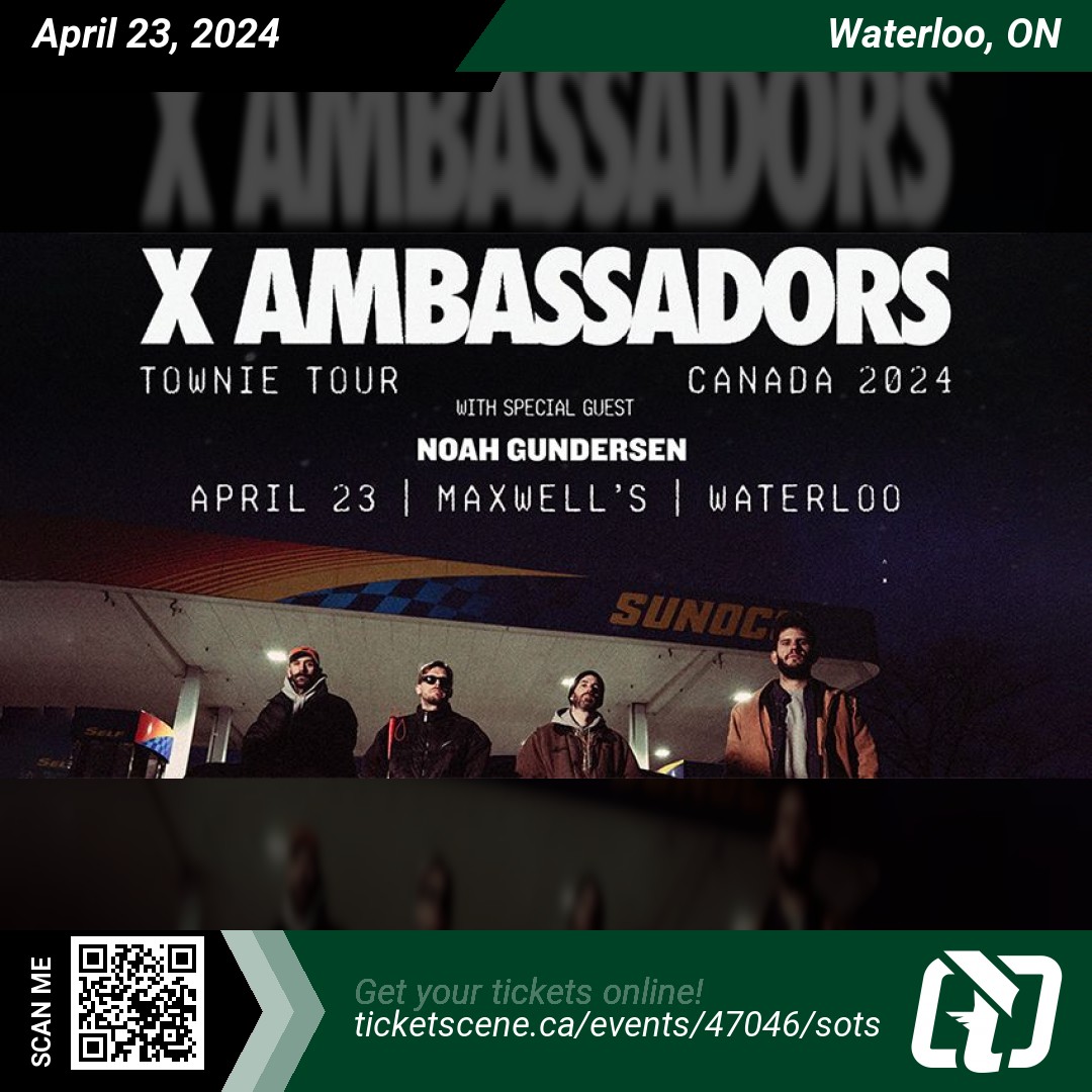 <a href="/XAmbassadors/">X AMBASSADORS</a> will be performing at <a href="/maxwellsmusic/">Maxwell's Waterloo</a> on Tuesday, April 23, 2024 at 7:30 pm
Get your tickets online ticketscene.ca/events/47046/s…
#waterloo #tickets #events