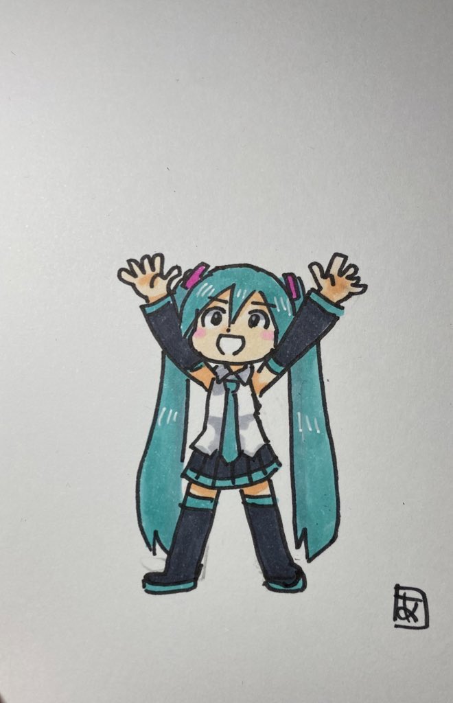 初音ミク 「今日から、また稼げーっ!! 」|あらがいのイラスト