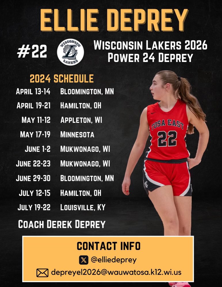 Super excited to be back on the court again! Check out my upcoming AAU schedule for this spring/summer. 🏀@WisconsinLakers