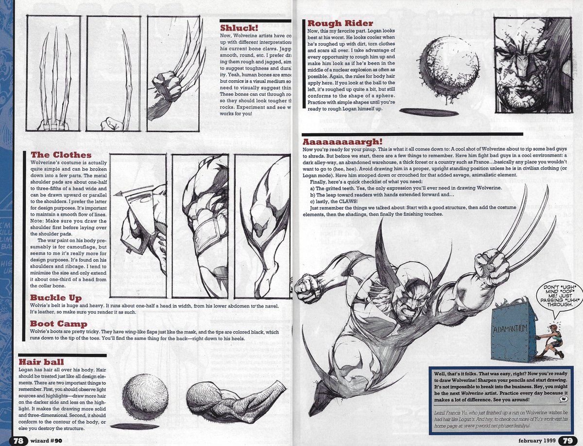 Wizard 90 featured a #Wolverine drawing tutorial by @leinilyu to accompany his awesome cover for the issue.