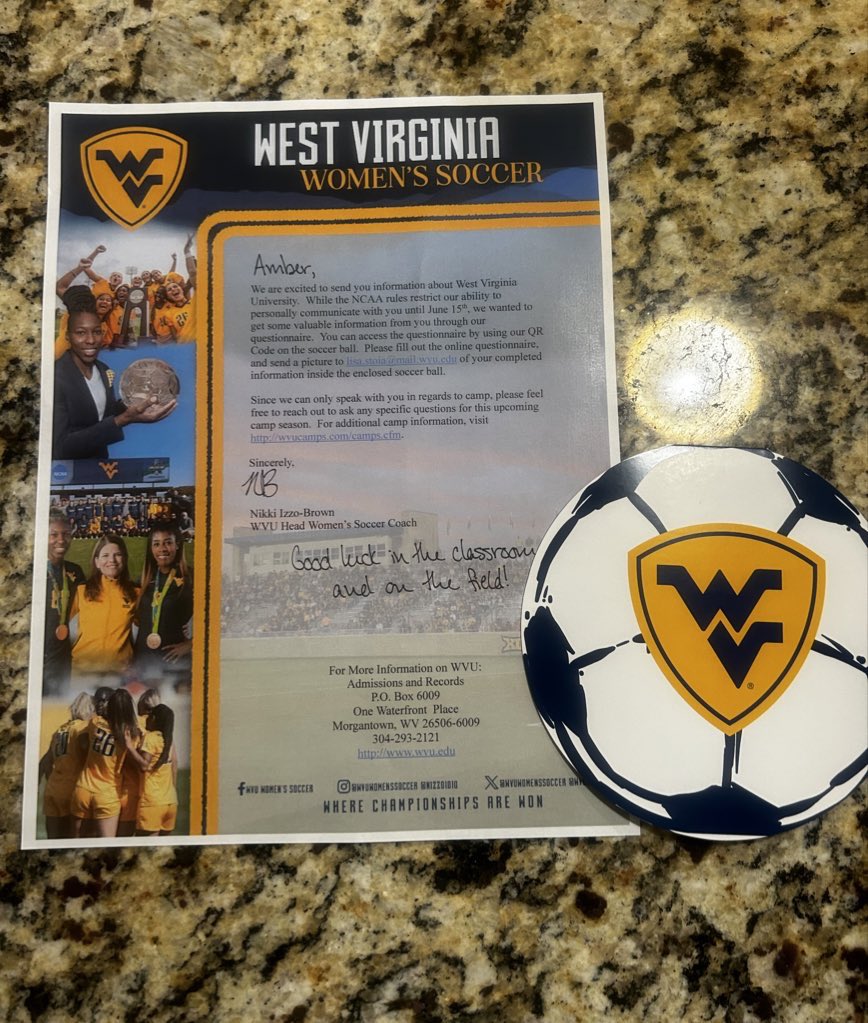Amber Weaver (@amberweaver2026) on Twitter photo I came home from spring break to amazing mail! Thank you <a href="/wvuwomenssoccer/">WVU Women's Soccer</a>! 💛💙
<a href="/ImYouthSoccer/">ECNL/GA/Recruiting/College Soccer</a> <a href="/ImCollegeSoccer/">College Soccer Truth ™</a> I came home from spring break to amazing mail! Thank you <a href="/wvuwomenssoccer/">WVU Women's Soccer</a>! 💛💙
<a href="/ImYouthSoccer/">ECNL/GA/Recruiting/College Soccer</a> <a href="/ImCollegeSoccer/">College Soccer Truth ™</a>