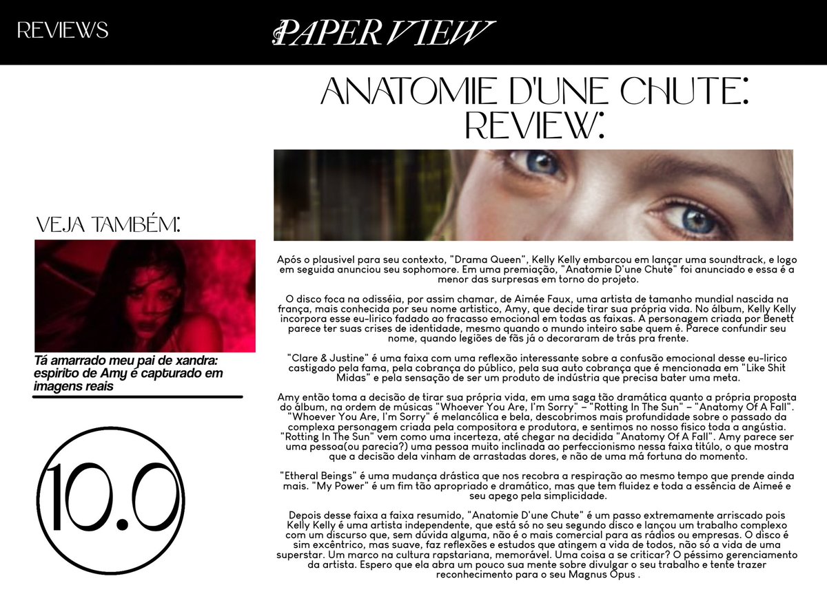 Our perfect ten of "Anatomie D'une Chute" by Kelly Kelly.