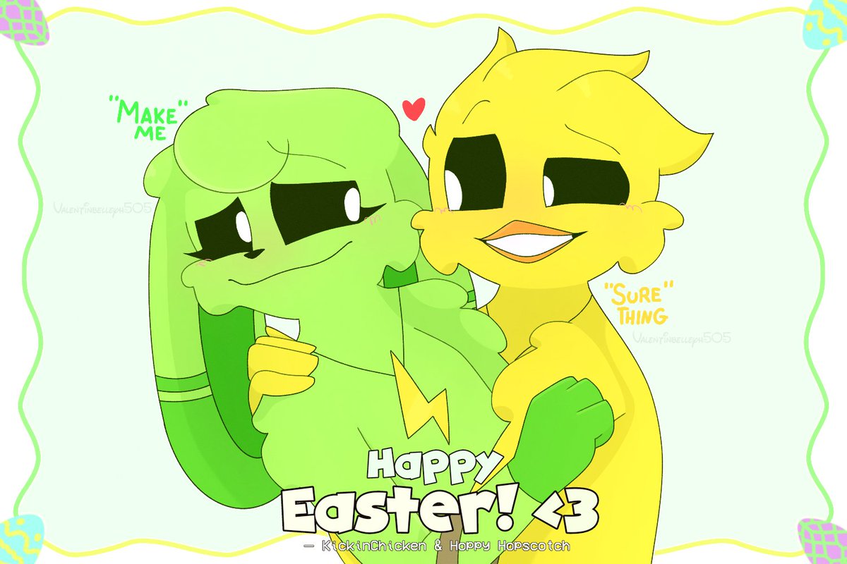 Happy (late) Easter, i'm guess lmao
#PoppyPlaytime #SmilingCritters #HoppyHopscotch x #KickinChicken #HappyEaster #HappyEaster2024 #HoppyEaster #KickinxHoppy #HoppyxKickin #Dynamic #Ship #Shipping