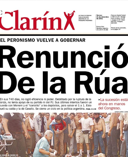 la última vez que un presidente tuvo a un pueblo y al Grupo Clarín en contra pasó algo re loco