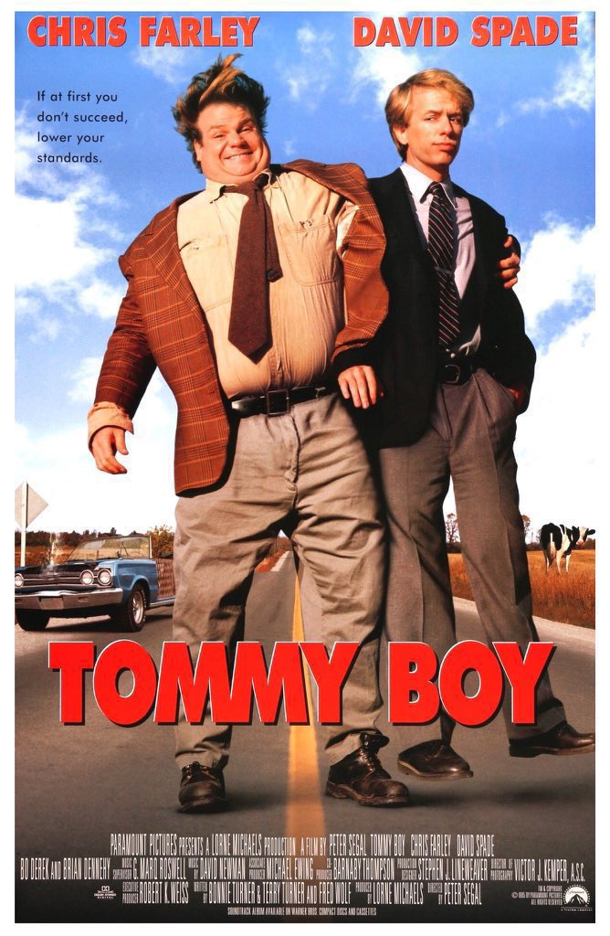 🎬MOVIE HISTORY: 29 years ago today, March 31, 1995, the movie ‘Tommy Boy’ opened in theaters!

#ChrisFarley #DavidSpade #RobLowe #BoDerek #DanAykroyd #JulieWarner #BrianDennehy #WilliamPatterson #SeanMcCann #ZachGrenier #JamesBlendick #DavidHemblen #MariaVacratsis #PeterSegal