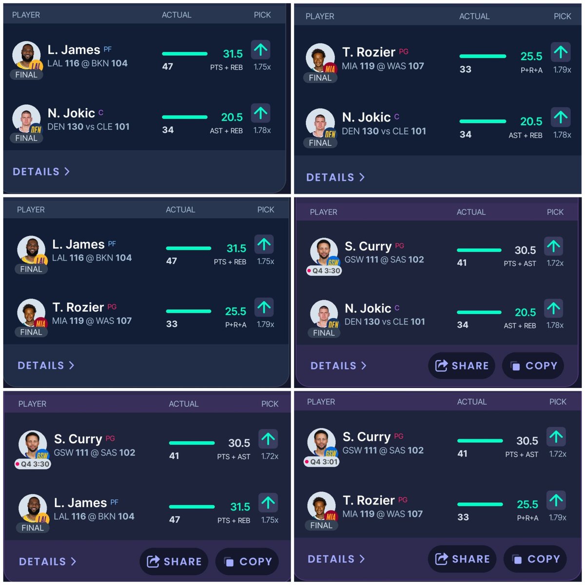 $100 to someone who LIKES+RT's this

MASSIVE CLEAN SWEEP 🧹🧹🧹 +𝟭𝟰.𝟳𝟭𝗨
Nikola Jokic O20.5 rebs+asts ✅
Terry Rozier O25.5 PRA ✅
Lebron James O31.5 pts+rebs ✅
Stephen Curry O30.5 pts+asts ✅

HUGE 𝗗𝗜𝗦𝗖𝗢𝗨𝗡𝗧 to join Dubclub ⬇️
dubclub.win/r/p/pri-p9h2d/…

Absolutely