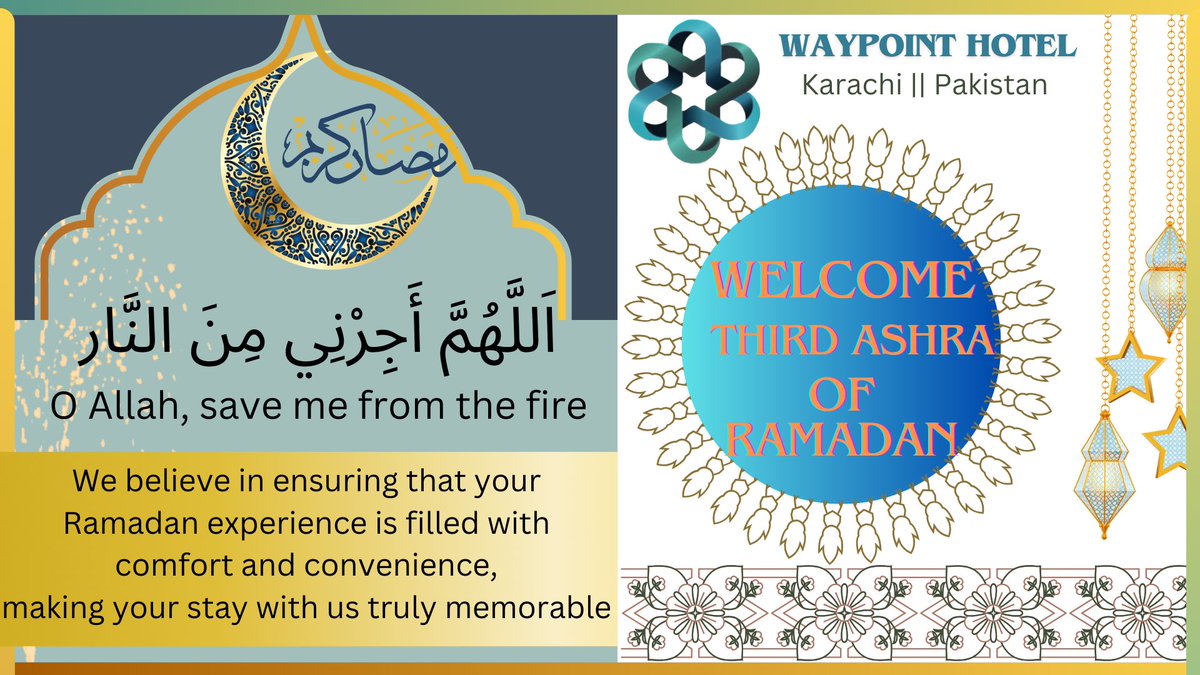 IdeasbyAli's tweet image. Book now and experience the warmth of Waypoint Hotel combined with the spirit of Ramadan, where hospitality meets tradition.
 #ramadan2021 #eidmubarak #Ramadan #LastDay #pakistan #Karachi #Travel #soloTravel #LuxuryTravel #Travelsafety #Hotels #cheaphotel #budgethotel #shortsfeed
