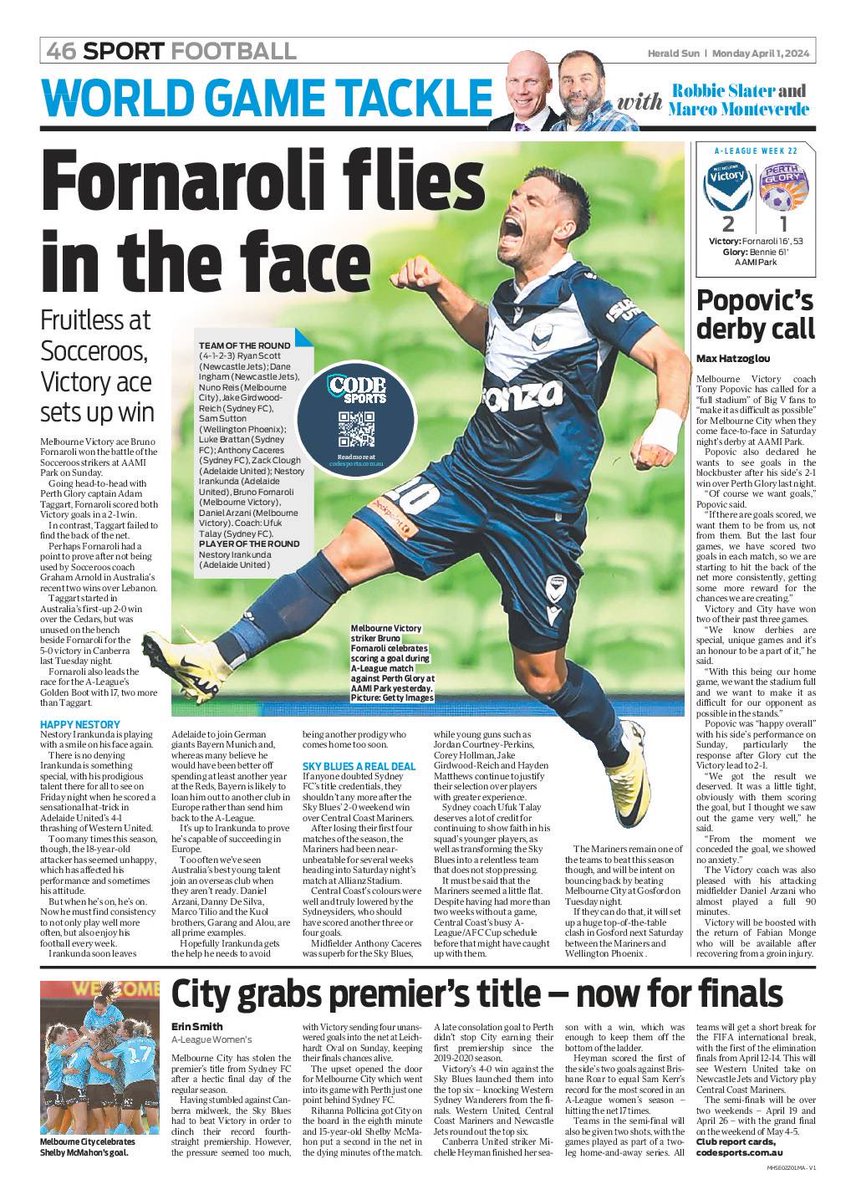 MHatzoglou's tweet photo. Tony Popovic has done all but guarantee that there will be goals in this Saturday’s #MelbDerby after the previous two this @aleaguemen season ended in 0-0 draws. The Victory coach is hoping for a massive turnout… in today’s @heraldsunsport @gomvfc https://t.co/jKfZVF2OUs