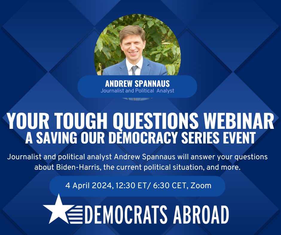 Join us for the next part of our Saving Democracy Series. We can’t wait to see you there! RSVP via the Democrats Abroad website (in bio).