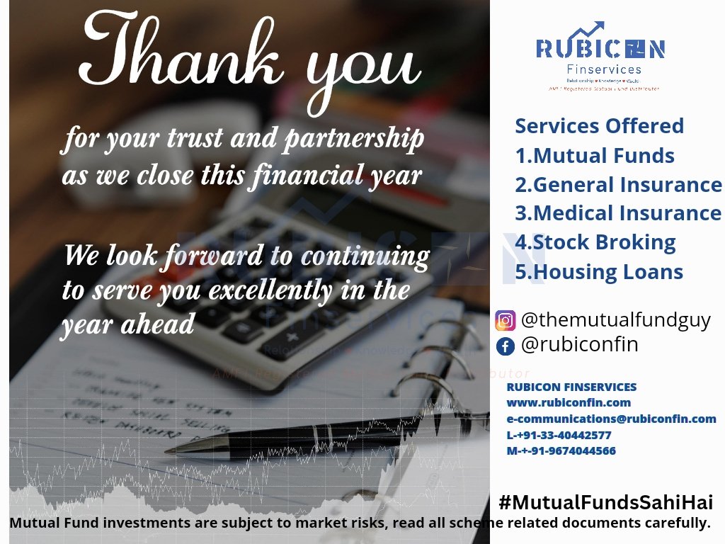 rubiconfin's tweet photo. As we wrap up the financial year 2024, we're grateful for the trust our clients placed in us.We've been privileged to serve you in achieving your financial goals. Looking forward to another year of growth and success together!   #FinancialServices #MutualFunds https://t.co/omcHRzxysN