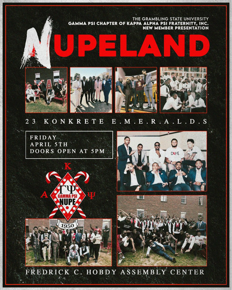 gammapsinupes's tweet photo. WELKOME TO THE 3 PEAT 
23 KONKRETE E.M.E.R.A.L.D.S 
FRIDAY APRIL 5TH
DOORS OPEN AT 5PM
FREDRICK C. HOBDY ASSEMBLY CENTER https://t.co/INuPOk6gAA