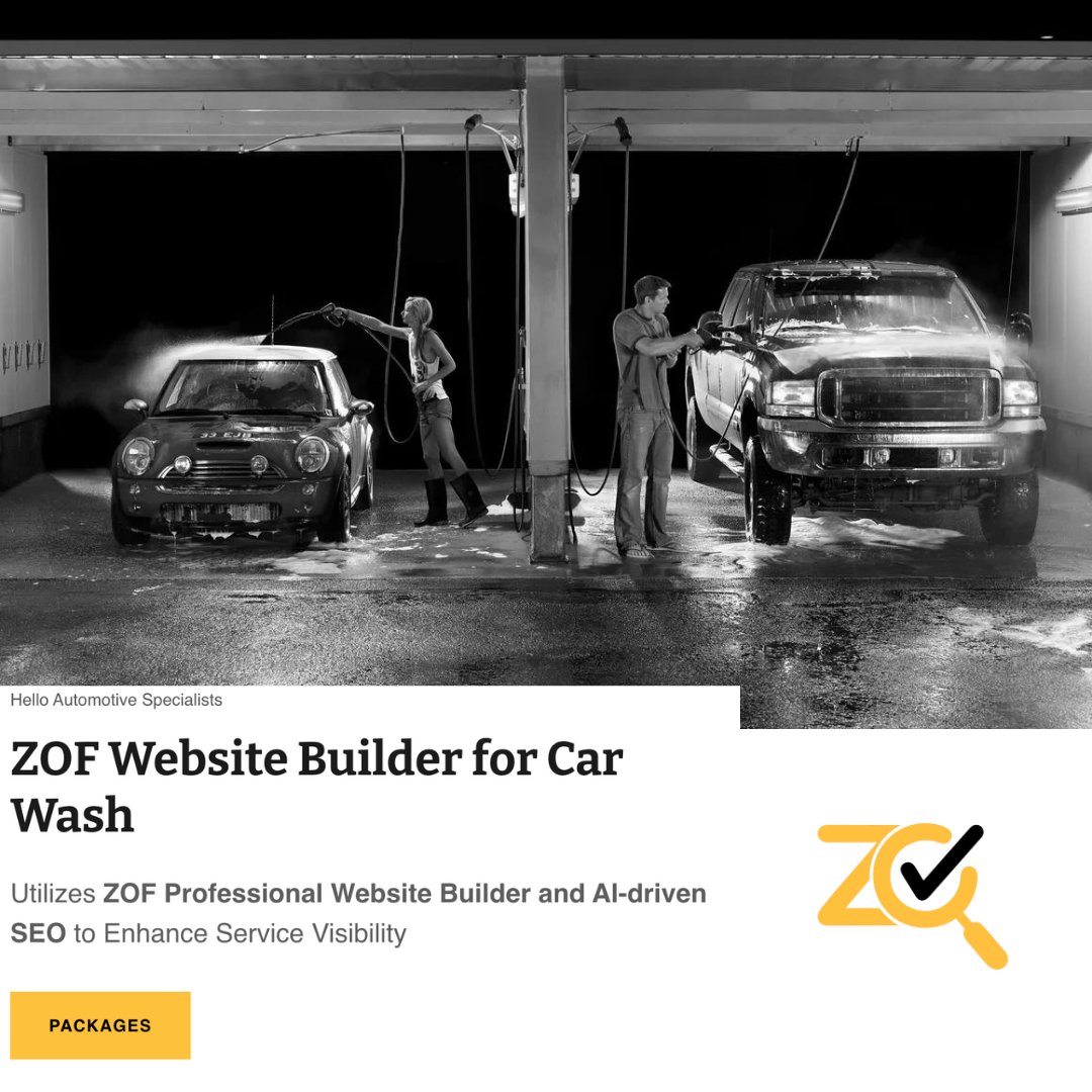 🚗💦 Introducing ZOF Website Builder for Car Wash! Harnessing the power of ZOF's Professional Website Builder and cutting-edge AI-driven SEO. #ZOF #WebsiteBuilder #CarWash #BoostYourVisibility #AISEO #ShineOnline websitebuilder.zof.ae/car-wash