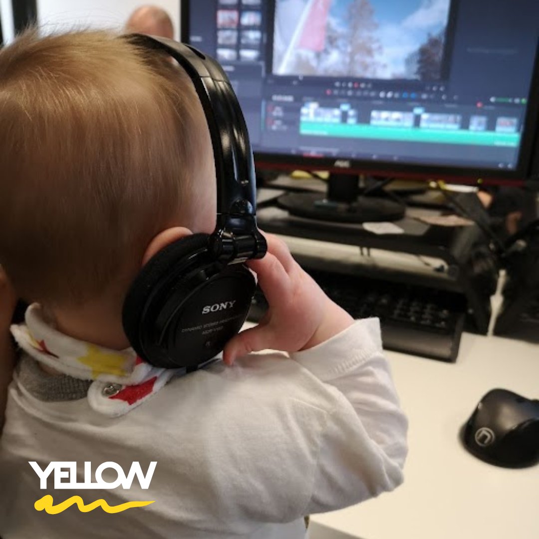 YELLOWMP's tweet photo. 🎉 Meet our new Chief Editor! 🎬

What Sam lacks in experience, he more than makes up for in charm and fashionable onesies. ✨ 🧦 

Welcome to the Yellow Team, Sam! 🥳

#YellowMarketing #FilmShoot #Marketing #Cinematographer #FilmCommunity #Videography #Production https://t.co/REm3s2yNGf
