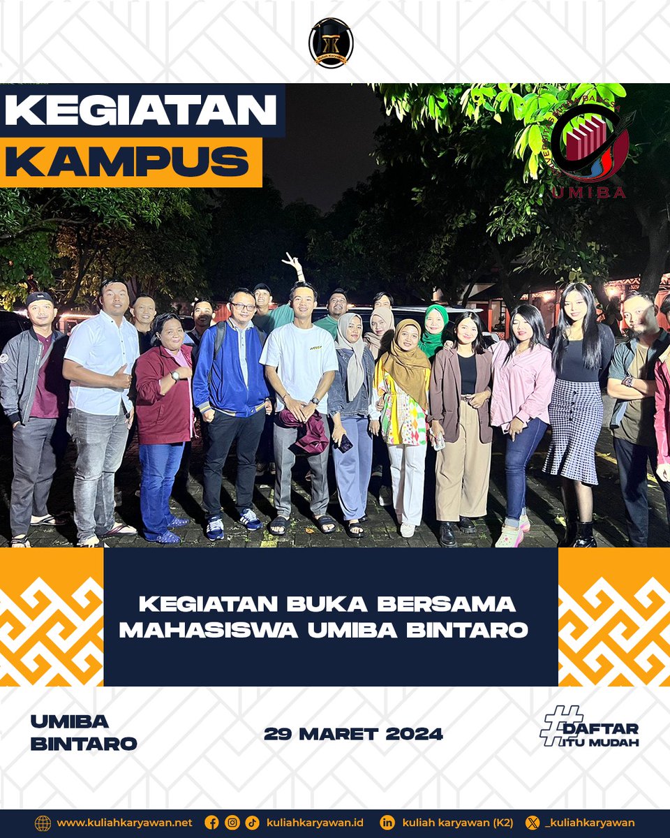 _kuliahkaryawan's tweet photo. Kegiatan Kampus Buka Bersama Mahasiswa Universitas Mitra Bangsa Bintaro
.
Website &amp; Pendaftaran Online :
https://t.co/RCz4l3GX45
Info Selengkapnya : 083809971880
.
#bukber #bukabersama #RamadanEkstraSeru #ramadhan2024 #kuliah #infobintaro #kuliahkaryawan https://t.co/GlTulneo6a