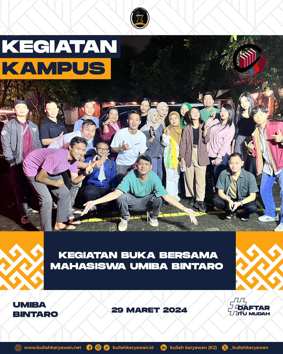 _kuliahkaryawan's tweet photo. Kegiatan Kampus Buka Bersama Mahasiswa Universitas Mitra Bangsa Bintaro
.
Website &amp; Pendaftaran Online :
https://t.co/RCz4l3GX45
Info Selengkapnya : 083809971880
.
#bukber #bukabersama #RamadanEkstraSeru #ramadhan2024 #kuliah #infobintaro #kuliahkaryawan https://t.co/GlTulneo6a