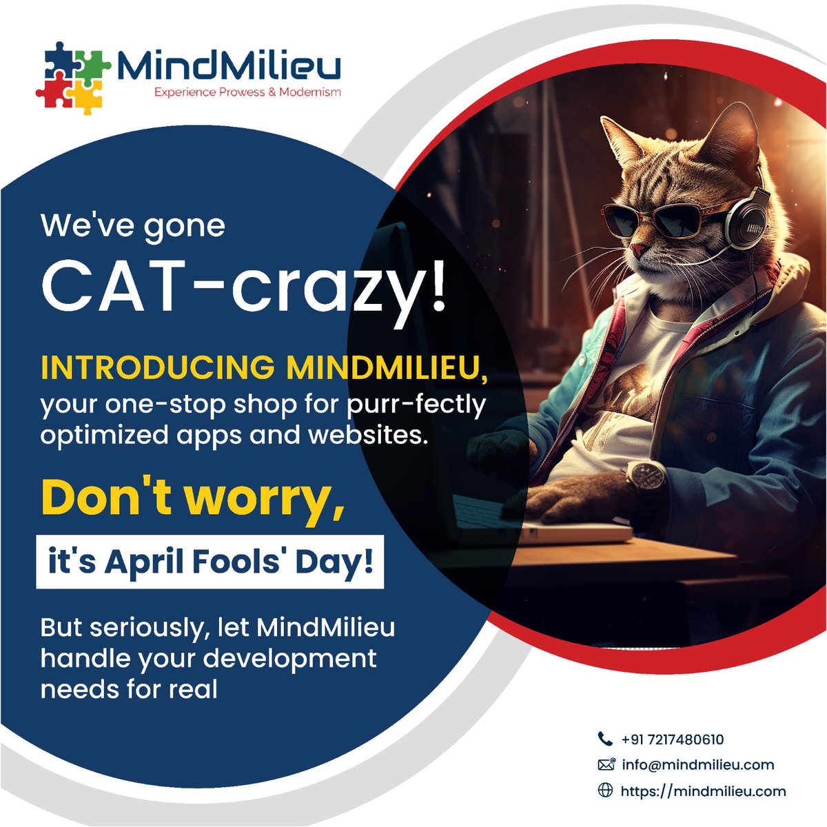 mindmilieu's tweet image. Introducing MindMilieu: where even our feline friends are coding wizards! 🐱🎩
Happy April Fools' Day! But hey, jokes aside, let's get serious about creating amazing apps and websites together.
Trust us, it's the real deal. 😸💼
.
.
#MindMilieu #AprilFoolsDay #codingcats