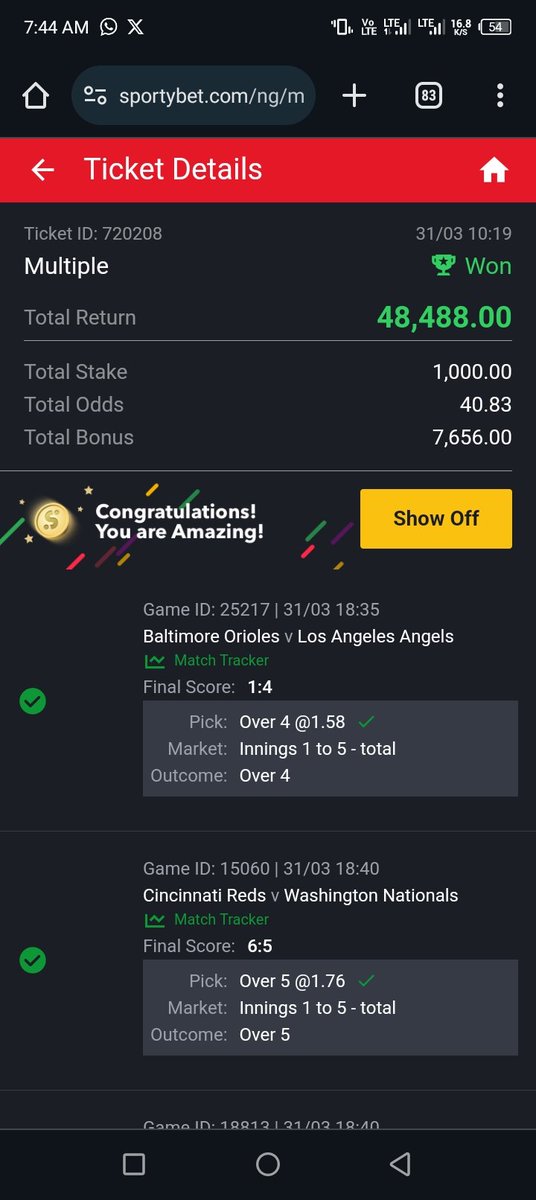 Sammytech2013's tweet photo. @Ekitipikin @BETFUSE1 @jujupunter
@mrbayoa1 Another 80 Million for You OMO IYA 🤏

Don't joke with it .......💃💃💃💃🍾🍾🍾

IT CAME THROUGH 🙏

AL-HAMDULILAHI  

BOOM 💥👊💥💥👊💥💥👊 https://t.co/VZUOp0y2uy