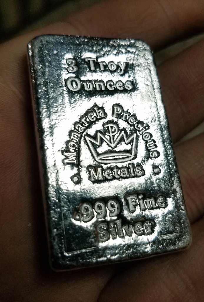 I enjoy these 3 ounce bars. #Silver #preciousmetals #silverbar