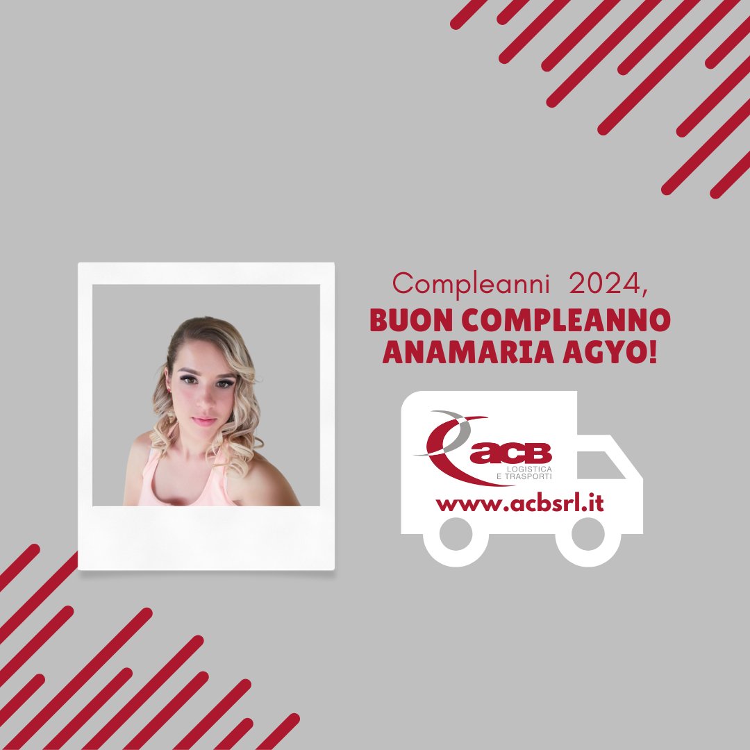 ACB_srl's tweet photo. 🎂Augurissimi alla nostra cara ANAMARIA AGYO nel suo compleanno!❤🎉🎁🎈🎉

❤Tutto il TEAM Autotrasporti ACB Srl ti augura sempre il meglio!

🚚👉PRENOTA LE TUE SPEDIZIONI:https://t.co/4Ffw0JBgmw
📞 Chiama! +39 035 482 4401

#acbsrl #autotrasporti #spedizioni https://t.co/UCuy7e4OXX