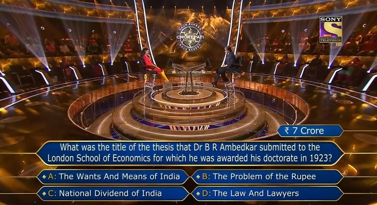 Chanbola001's tweet photo. @dayakamPR The question asked on KBC for the highest winning amount... was related to the book named "Problem of Rupee" written by Dr. B. R. Ambedkar...

which played an important role in establishing the "Reserve Bank of India"...

#ThanksBabasahebAmbedkar

#ThanksPhuleAmbedkar

#JaiBhim https://t.co/ok3DwMnGHq