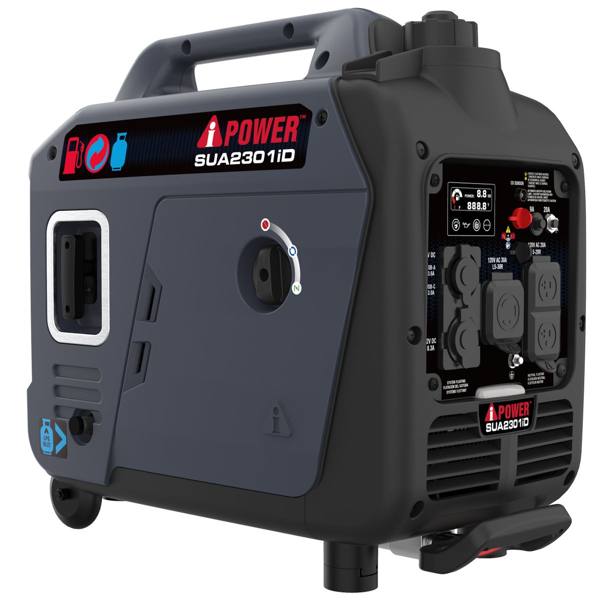 A-iPower’s SUA2301iD Dual Fuel Inverter Generator has low idle technology, extended run time, a built-in LED control panel light, and a digital data center. a-ipower.com/products/sua23… #portablegenerators #generatorpower #inverters #invertergenerators #aipowerup