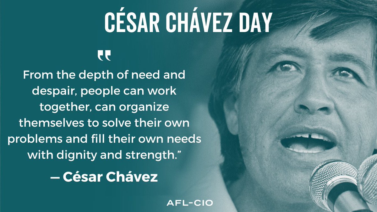 Today we honor the legacy of Cesar Chavez, an exceptional labor leader. He fought for the rights of farm workers and immigrants, building multi-racial solidarity with Filipino farm workers and fighting for civil rights. May we learn from and continue his legacy. #CesarChavezDay