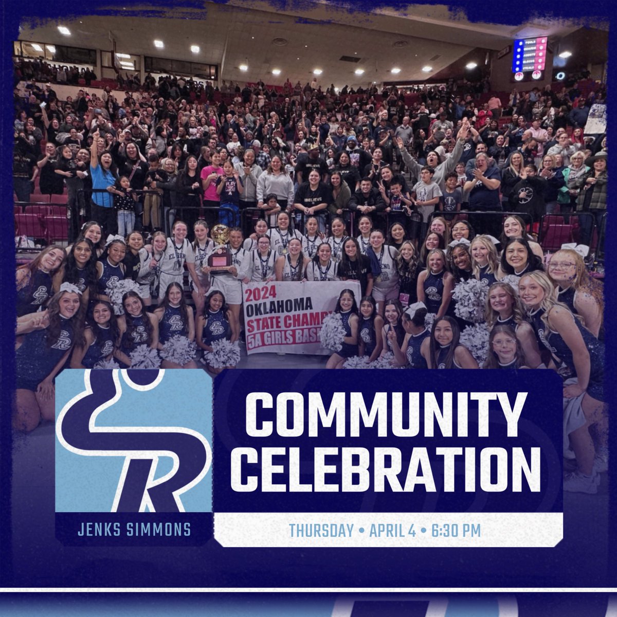Come celebrate the 5A State Champions this Thursday! 🏀🏆

Let’s show this special group of girls some LOVE! 🩵🫶🏼

There will also be a LIVE FEED on elrenoindians.tv for anyone who does not live in the surrounding area and cannot attend in person.