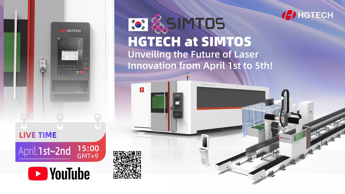 HGTECH_HGLaser's tweet image. Exciting News! Get ready to embark on an exclusive LIVE tour！

Join us for HGTECH at SIMTOS Live streaming on April 1st &amp;amp; 2nd at 15：00!

We will showcase our cutting-edge machines！
Mark your calendars! 
#HGTECH #SIMTOS #Laser #Live