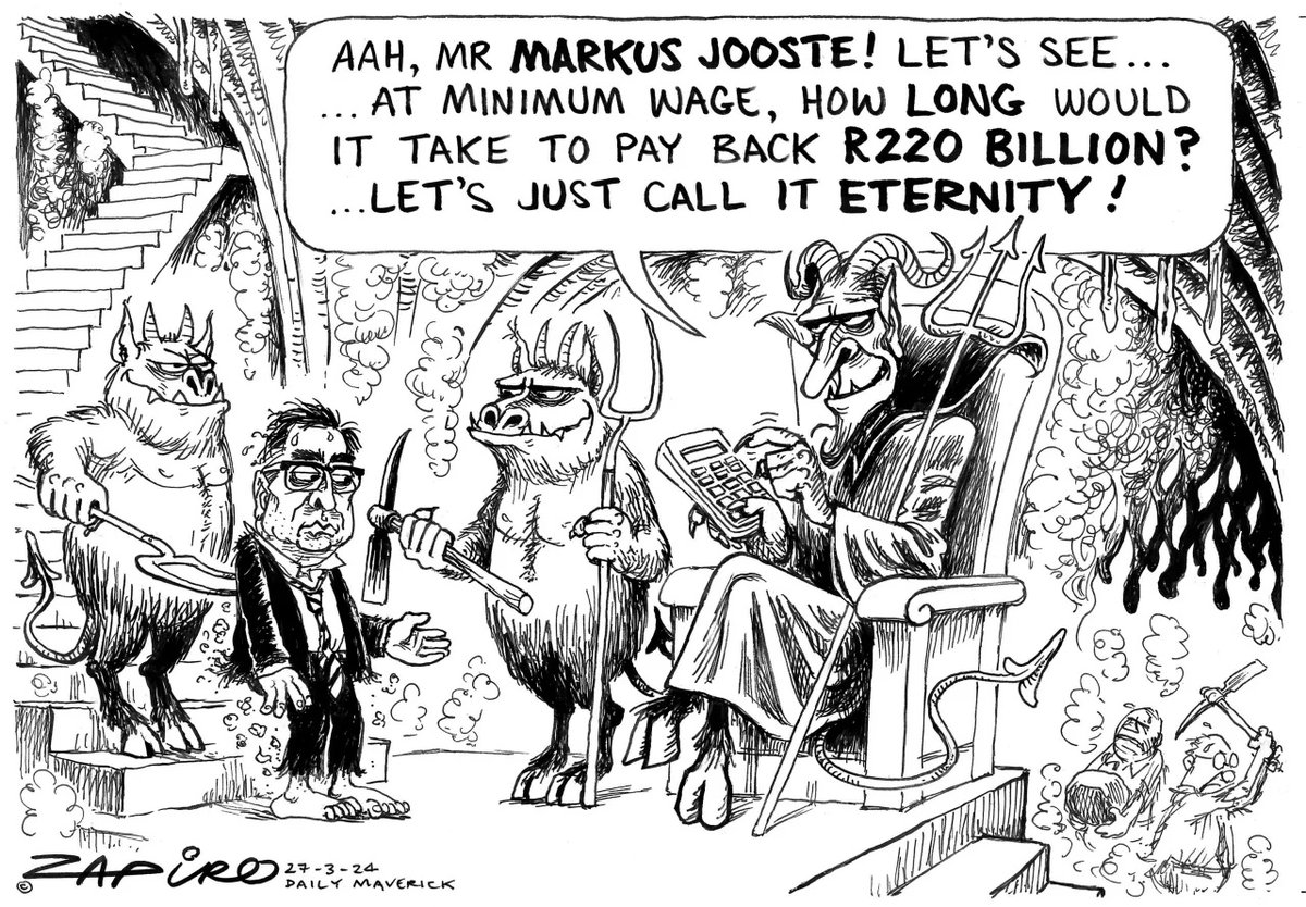 Zapiro cartoon published @dailymaverick (27 March 2024) on The Pits #Steinhoff #MarkusJooste - zapiro.com/240327dm