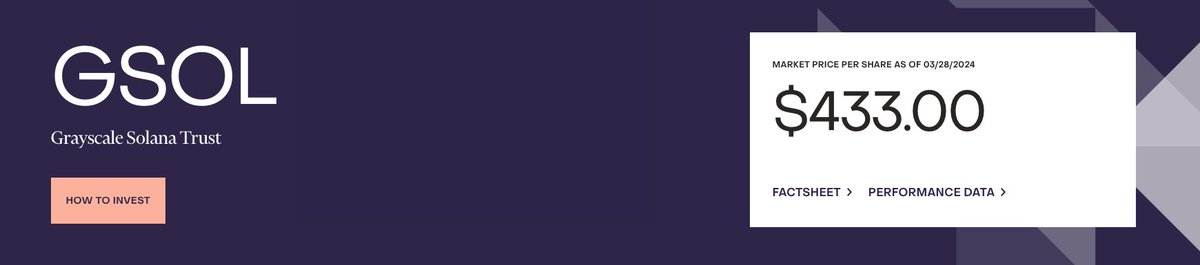 Grayscale <a href="/Grayscale/">Grayscale</a> Solana Trust $GSOL pumps to $433 👀

NOTE: Why did they remove the SOL/SHARE number? Is it 1:1 now @grayscale?