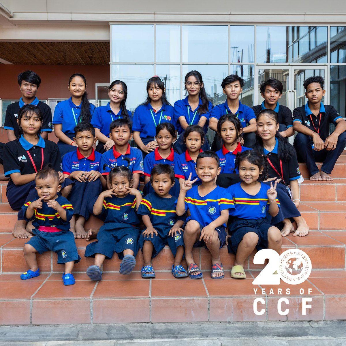 To celebrate 20 years of transforming lives in Cambodia, we gathered CCF students ranging from 1 year old to 20 years old from our nursery, kindergarten, primary school, and secondary school programs. #20YearsofCCF #SDG4 #QualityEducation