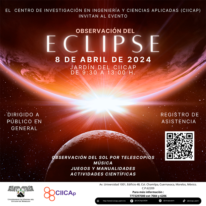 El Centro de Investigación en Ingeniería y Ciencias Aplicadas #Ciicap invita al evento 'Observación del Eclipse' | #SomosUAEM