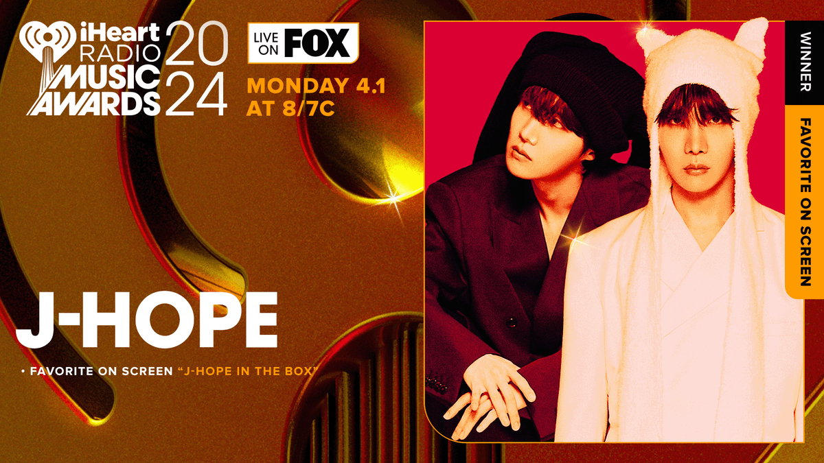 Favorite On Screen goes to... #jhope! Watch our #iHeartAwards2024 LIVE on @FOXTV tonight at 8/7c!