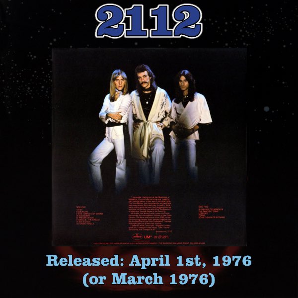 Wishing a Happy 48th Birthday to 2112! It was released on April 1, 1976! What’s your go-to track from 2112? Images/dates courtesy of Cygnus-x1.net #Rush #2112 #RushHasAssumedControl #RushFamily