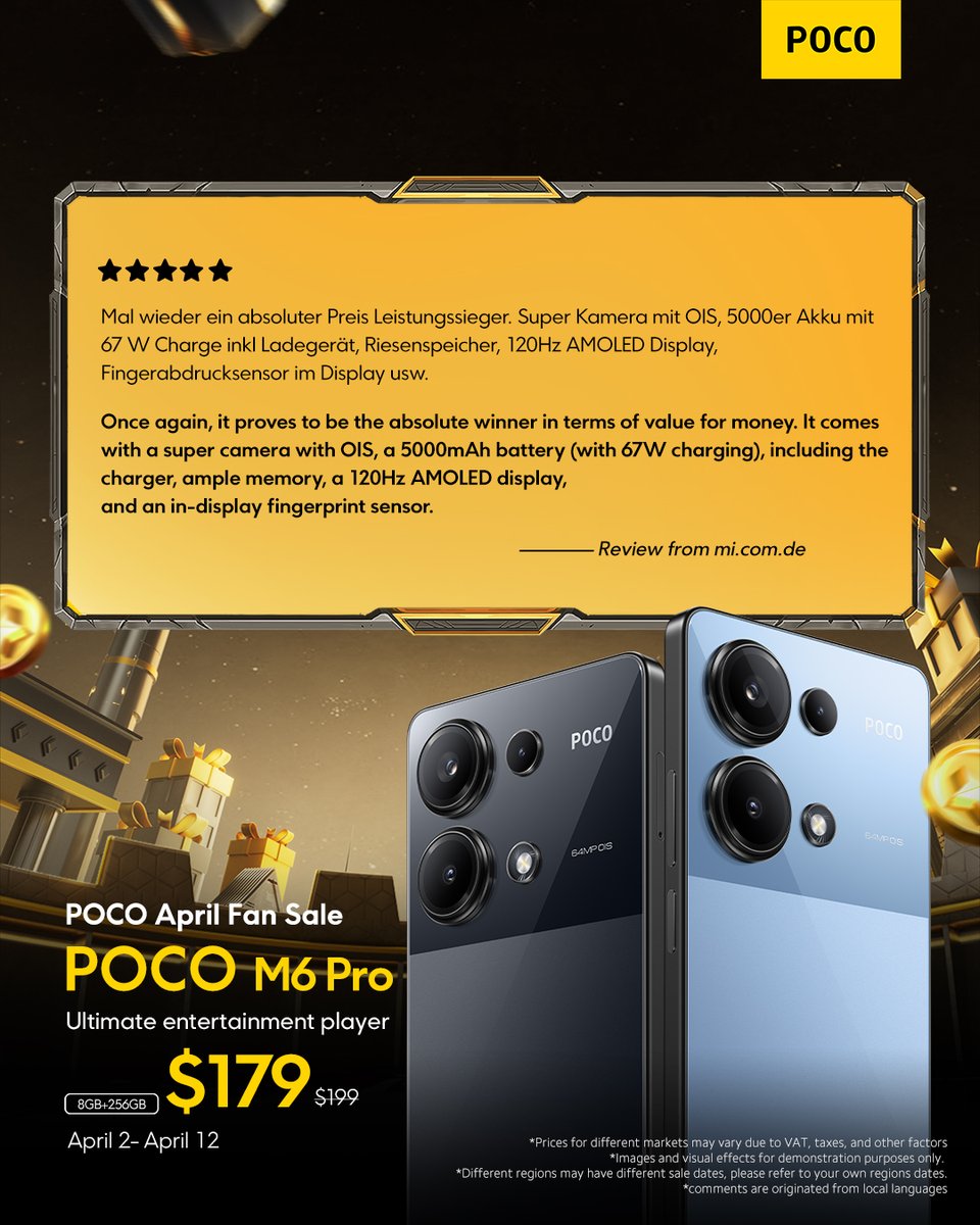 POCO M6 Pro redefines your entertainment experience with its 120Hz FHD+ Flow AMOLED!🔥 📅 Save $20 from April 2 - April 12 Check on your local e-commerce sites for more info! #POCOAprilFanSale