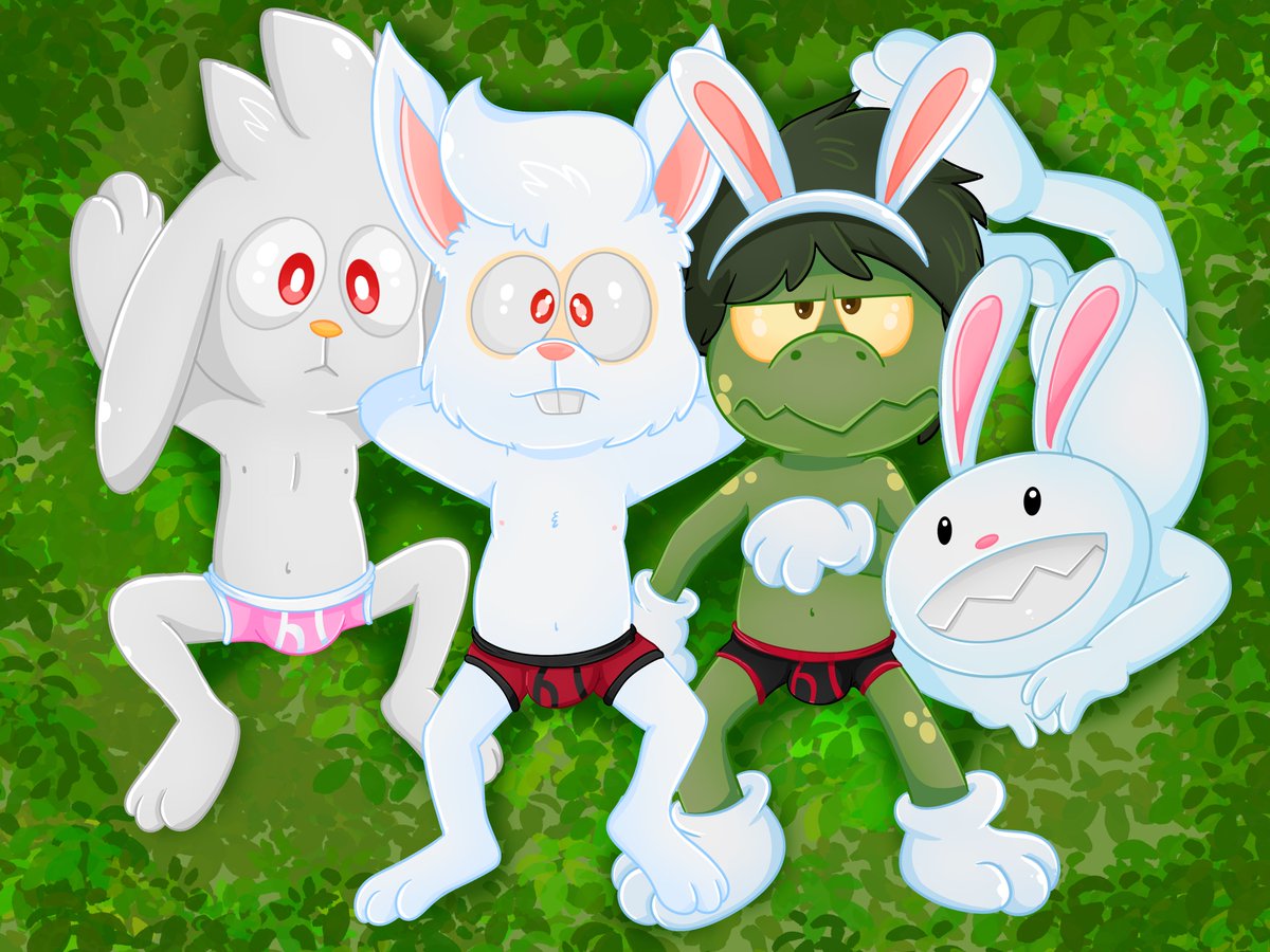 Hope is not too late for Easter, so, enjoy this three bunnies in underwear and a ... strange ... green bunny Happy Easter!!!! 🐰🐰🐰🐰