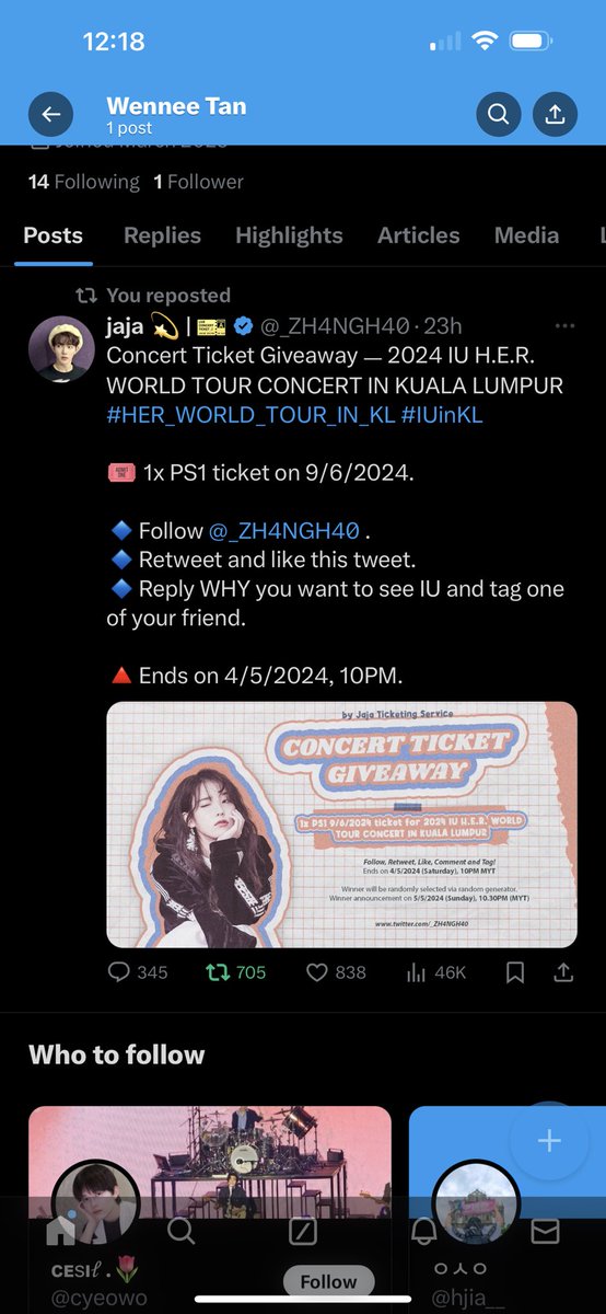 WenneeTan's tweet photo. @_ZH4NGH40 "I'm determined to attend IU's concert, my lifelong dream! Singing along to her songs with all my heart is all I've ever wanted. Missing out on tickets that day was tough, but with your help, I believe we can make it happen! Let's turn this dream into reality!"
@checyloey https://t.co/DkVS4rhyDQ
