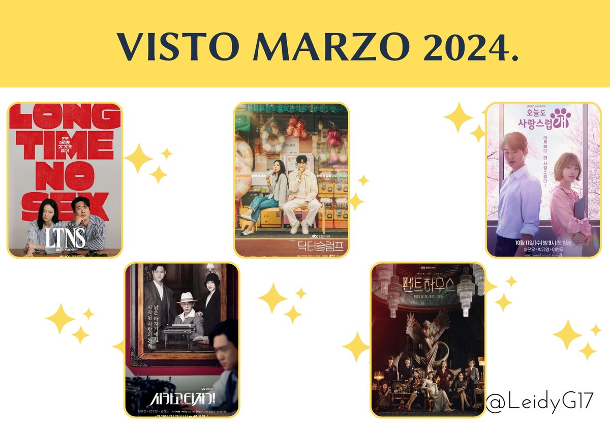 LeidyG17's tweet image. Los dramas que termine en Marzo, algunos me faltaban pocos capítulos. 
10/10 ⭐
#FlexXCop 
#DoctorSlump 
#ChicagoTypewriter
9/10 ⭐
#AShopForKillers 
#ThePenthouse 
8/10⭐
#SeasonsOfBlossom 
#AGoodDaytoBeaDog
6/10 ⭐
#HanRiverPolice
#LTNS
4/10 ⭐
#BrandinginSeongsu