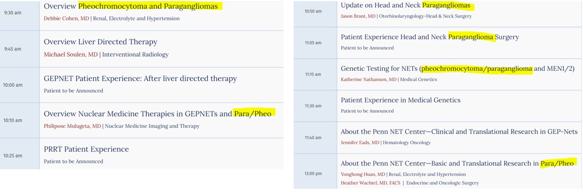 Register now for @PennMedicine's 13th Focus on Neuroendocrine Tumors on Fri, April 12th, starting at 8 AM ET/5 AM PT! (get your ☕️ready, West Coast!) This is a hybrid conference -- attend in person or virtually. Lots of #pheo #para discussion.
👉med.upenn.edu/nets2024/