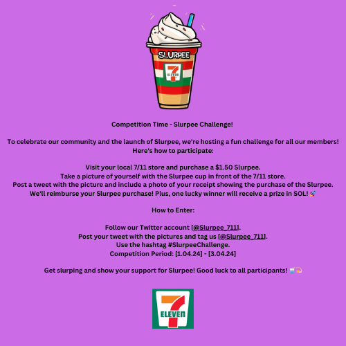 Slurpee_711's tweet photo. YOU LOVE #SLURPEES AS MUCH AS WE DO? WELL HERES YOUR CHANCE TO SHOW US HOW MUCH. #COMPETITIONTIME  $SLURPE ENDS SAME TIME 03.04.24 https://t.co/LM5NzweiOz