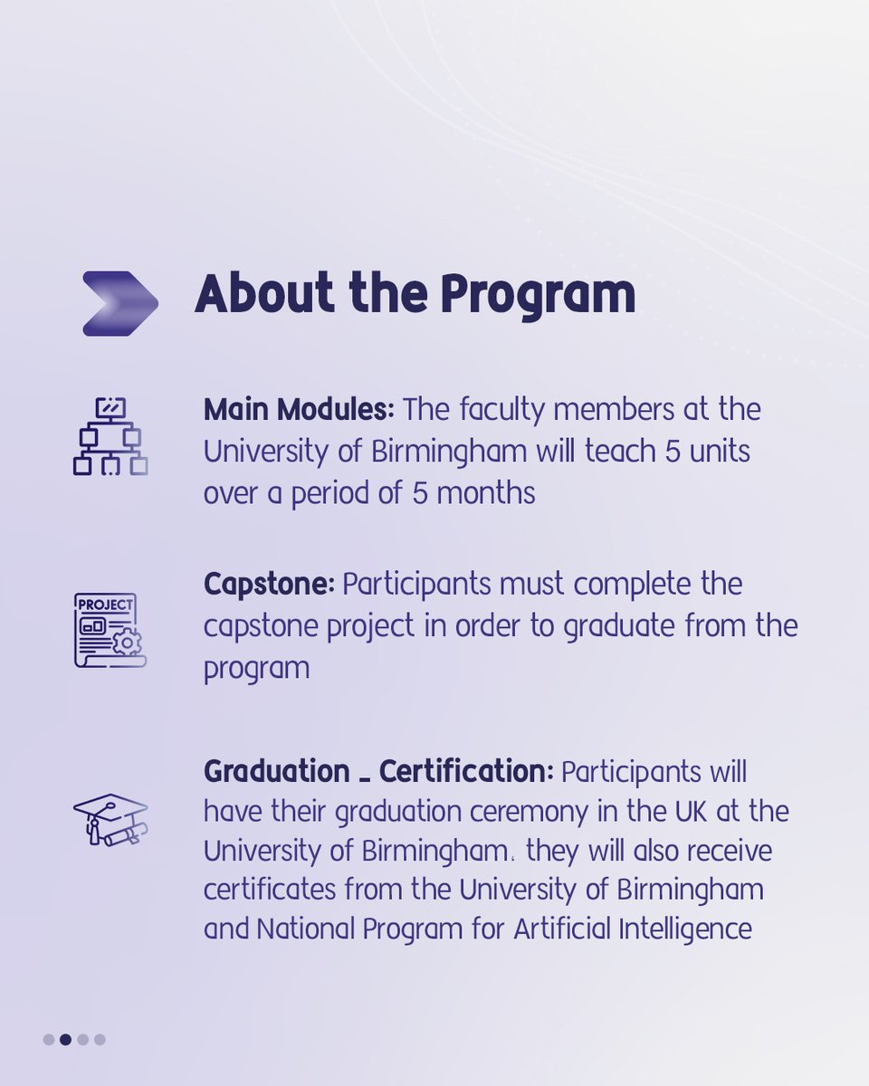 uaeai_2031's tweet image. We are pleased to announce the A.I. Program, a specialized training program managed by the National Program for Artificial Intelligence in the UAE in partnership with the University of Birmingham, UK ...
For more visit: ai.gov.ae/AI-program/
#AIProgram #UAEAI