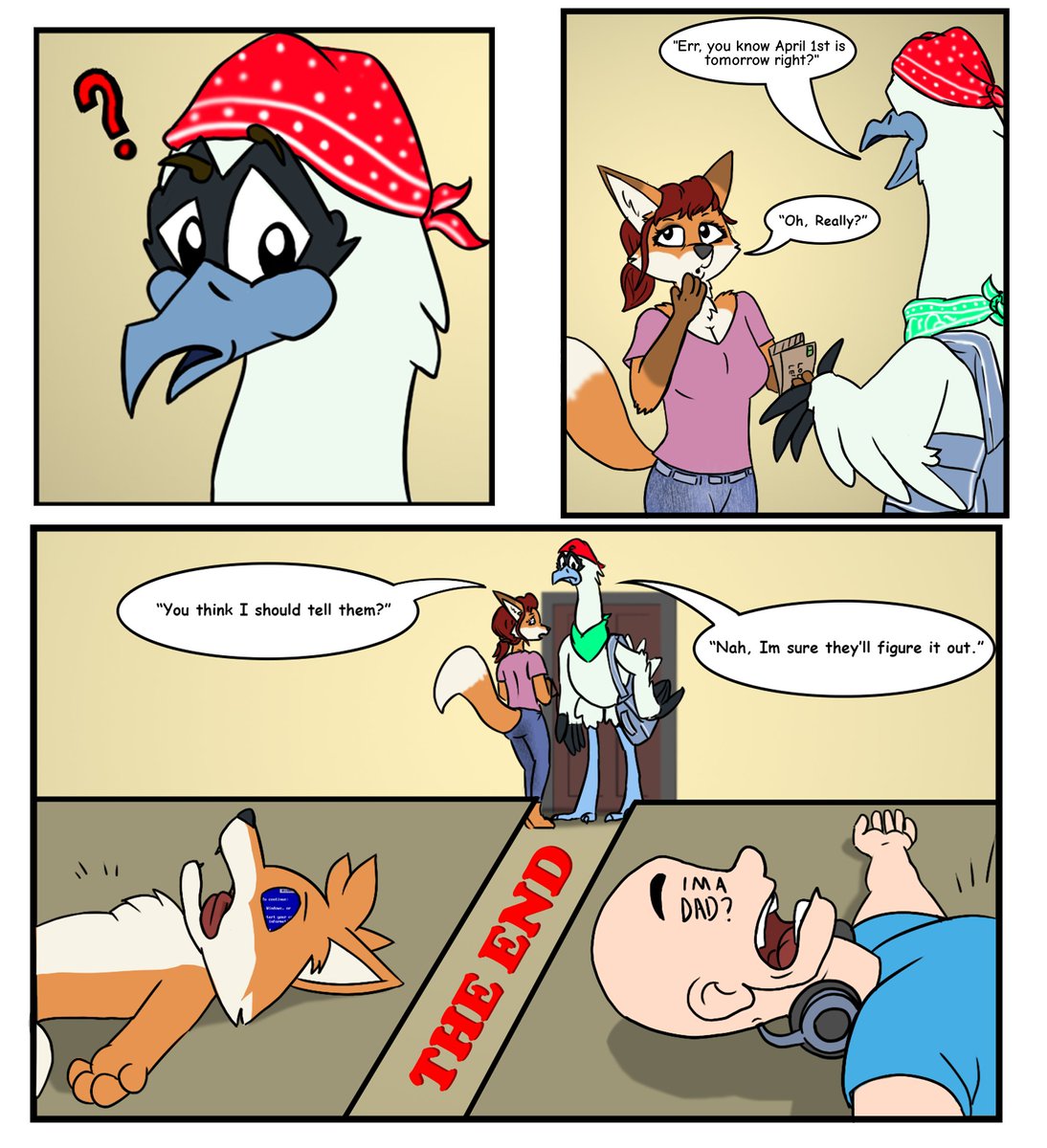 April Fools! A new Huck and George comic by <a href="/Benzamorey97/">Benzamorey97</a>  and Red-Fox (aminoapps.com/c/welovefoxes/p...) Thanks to both of them, it's great!
#AprilFoolsDay #AprilFoolsDay2024 #AprilFools #Fox #furry