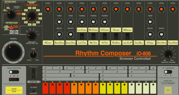 An online emulation of a Roland TR-808 Drum Machine io808.com