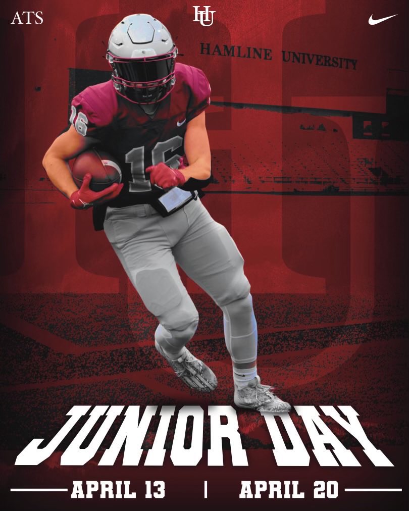 Thank you for the junior day invite @CoachGreenie and @HamlineFootball!